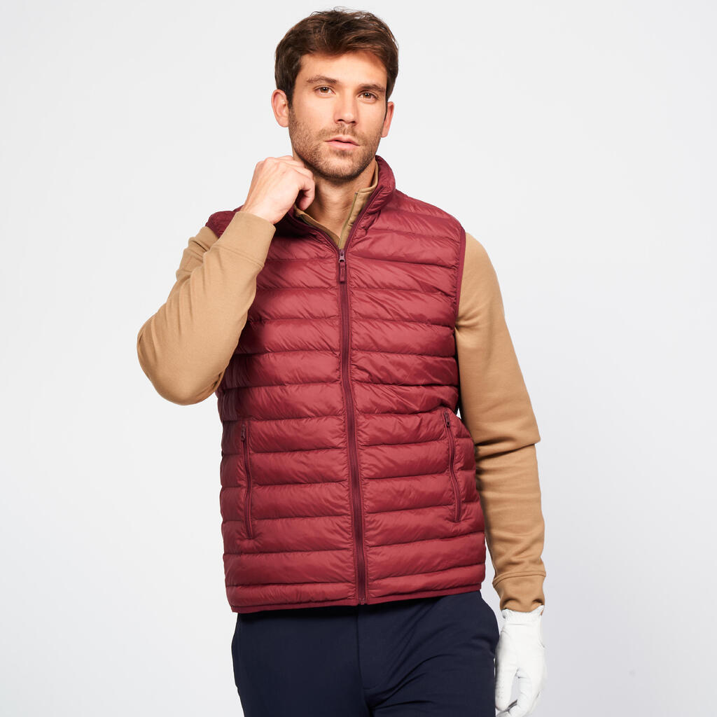 Men's golf sleeveless down jacket - MW500 burgundy